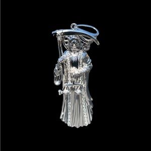 925 Sterling Silver Santa Muerte Pendant Large Dije Colgante De Plata